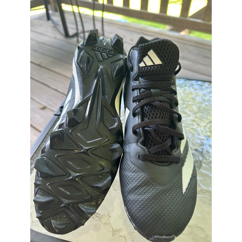 Adidas Adizero Football Cleats Mid Top‎ Molded Black White Mens Size 10